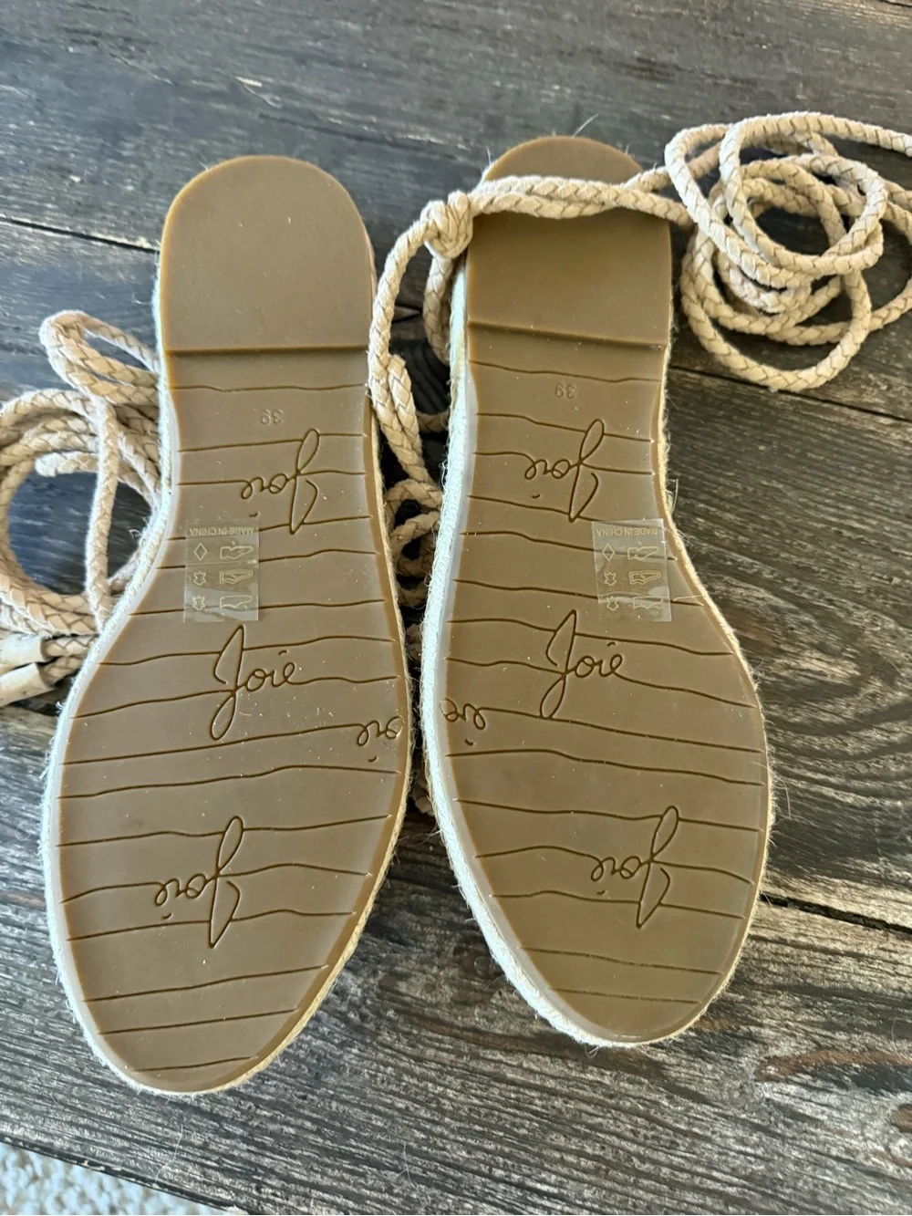 Joie Suede Gladiator  Lace-Up Espadrille Sandals in Natural Tan